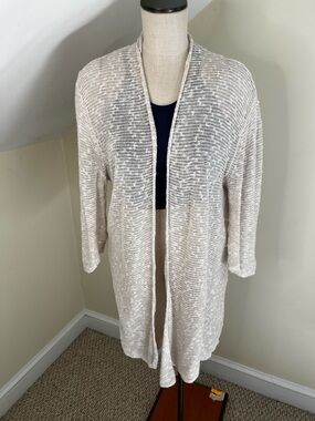 GAP Open-Front Lightweight Ivory Knit Cardigan Linen Neutral Euro Summer Cruise
